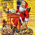 Zeige Details für Weihnachtsmann mit Katze Bild von Weihnachtsmann mit Katze