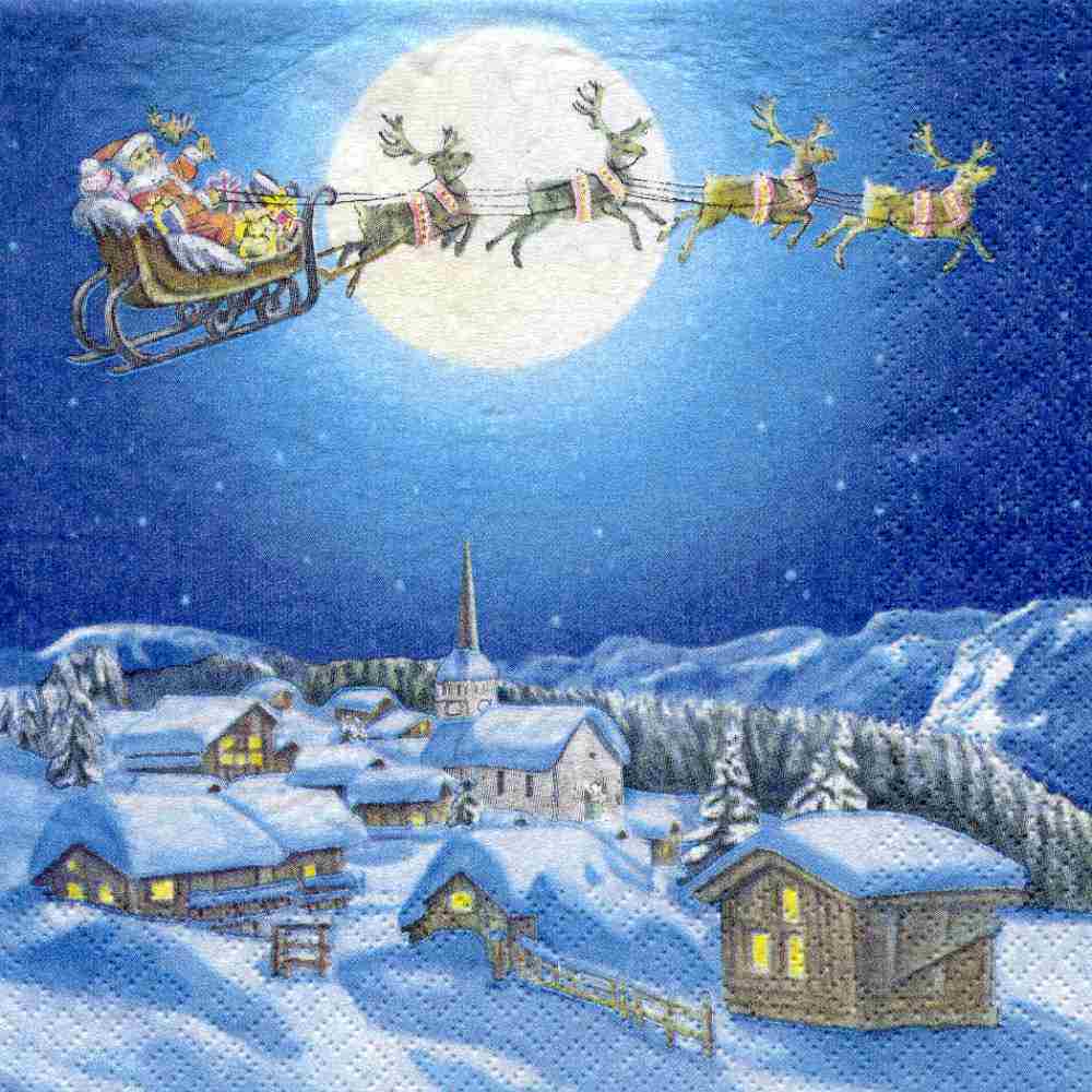 Tischlaternen Weihnachten - Serviettentechnik Schlitten