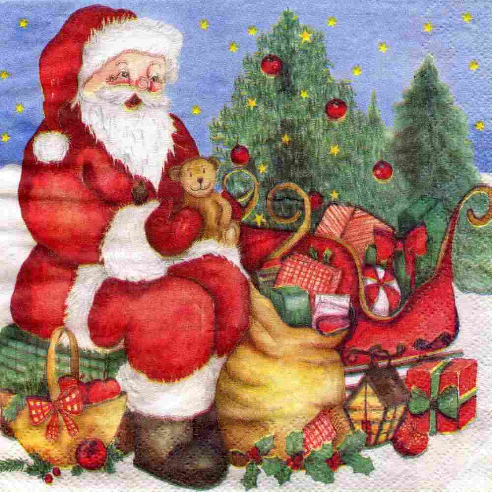 Tischlaternen Weihnachten - Serviettentechnik Weihnachtsmann