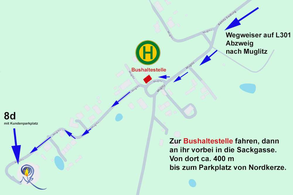 Weg Beschreibung zur Kerzenwerkstatt Nordkerze in Muglitz