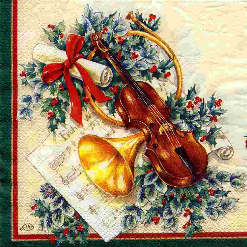 Bild von Tischlaternen Weihnachten - Serviettentechnik Geige