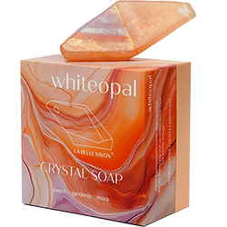 Bild von Edelsteinseifen Crystal Soap weißer Opal in edler Verpackung