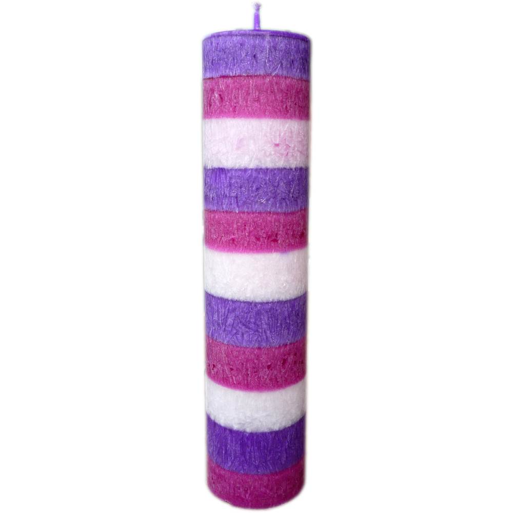Bild von Stearinkerzen Zylinder mit Farbstreifen, Schichtkerzen
